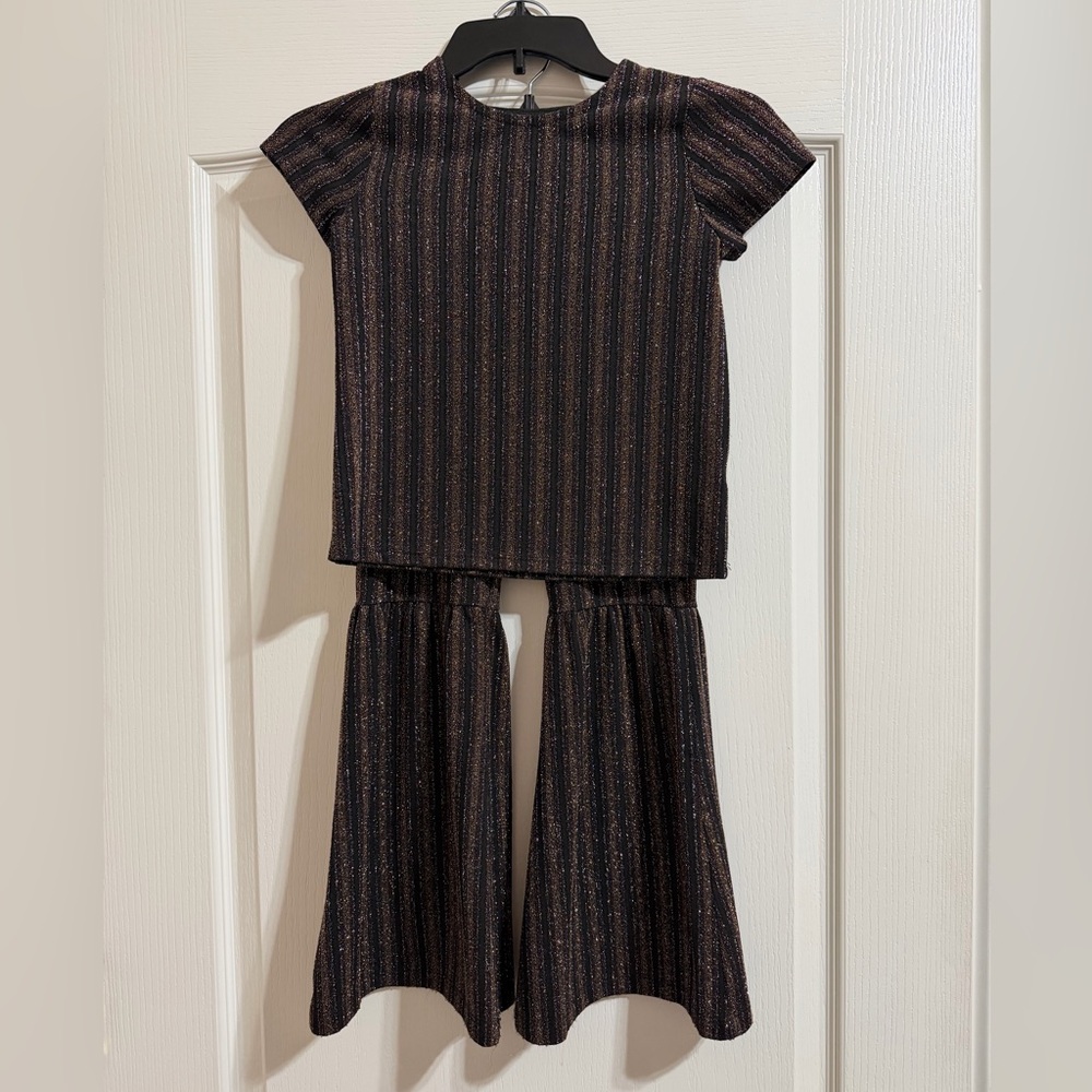 Girls Art Class Black and Gold Glitter Stripe Set